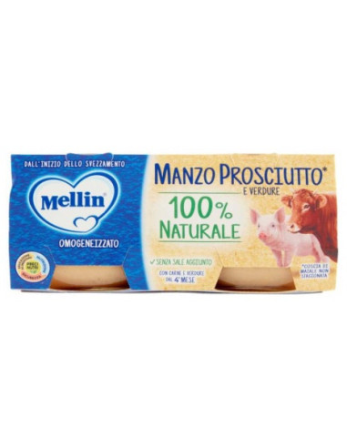 Mellin Omogeneizzato Manzo e Prosciutto Gr.80X2 | Nonna Market